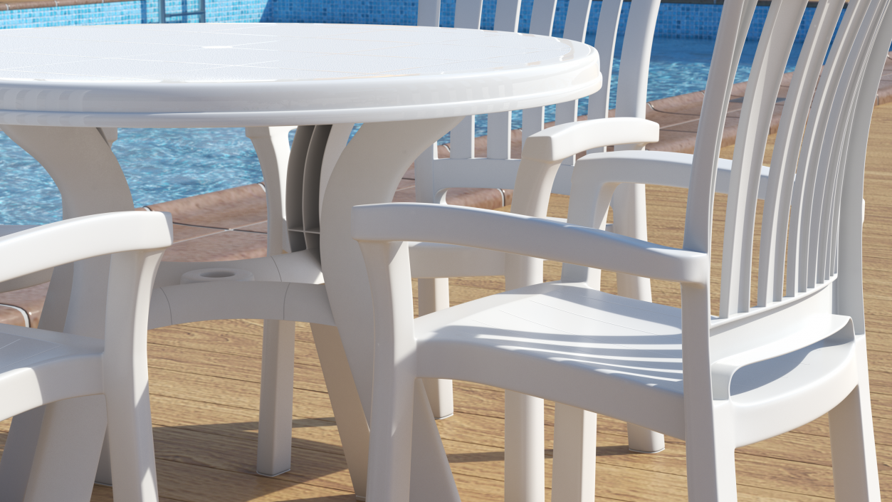 3D White Plastic Table With Chairs