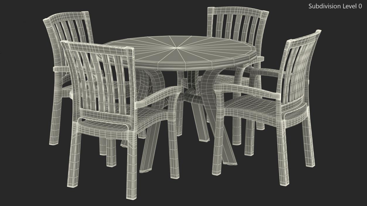 3D White Plastic Table With Chairs