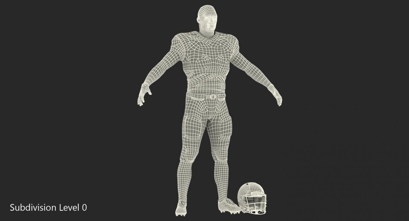 3D model American Football Player T-Pose Fur