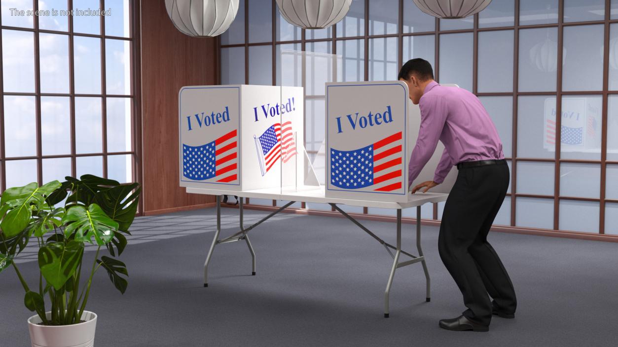 Man with Voting Table Fur Rigged 3D