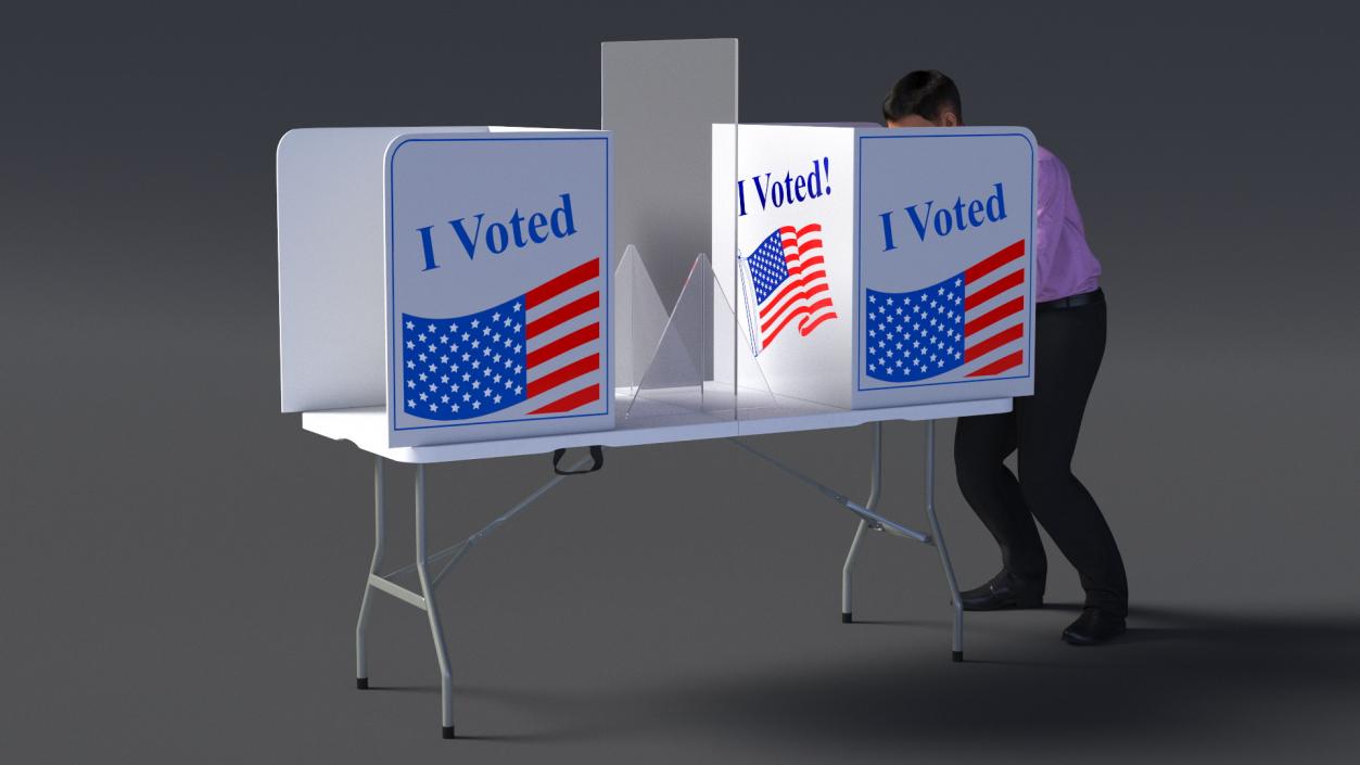 Man with Voting Table Fur Rigged 3D