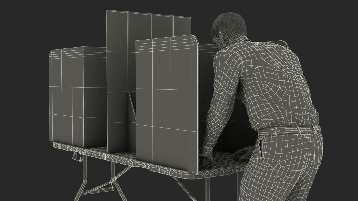 Man with Voting Table Fur Rigged 3D