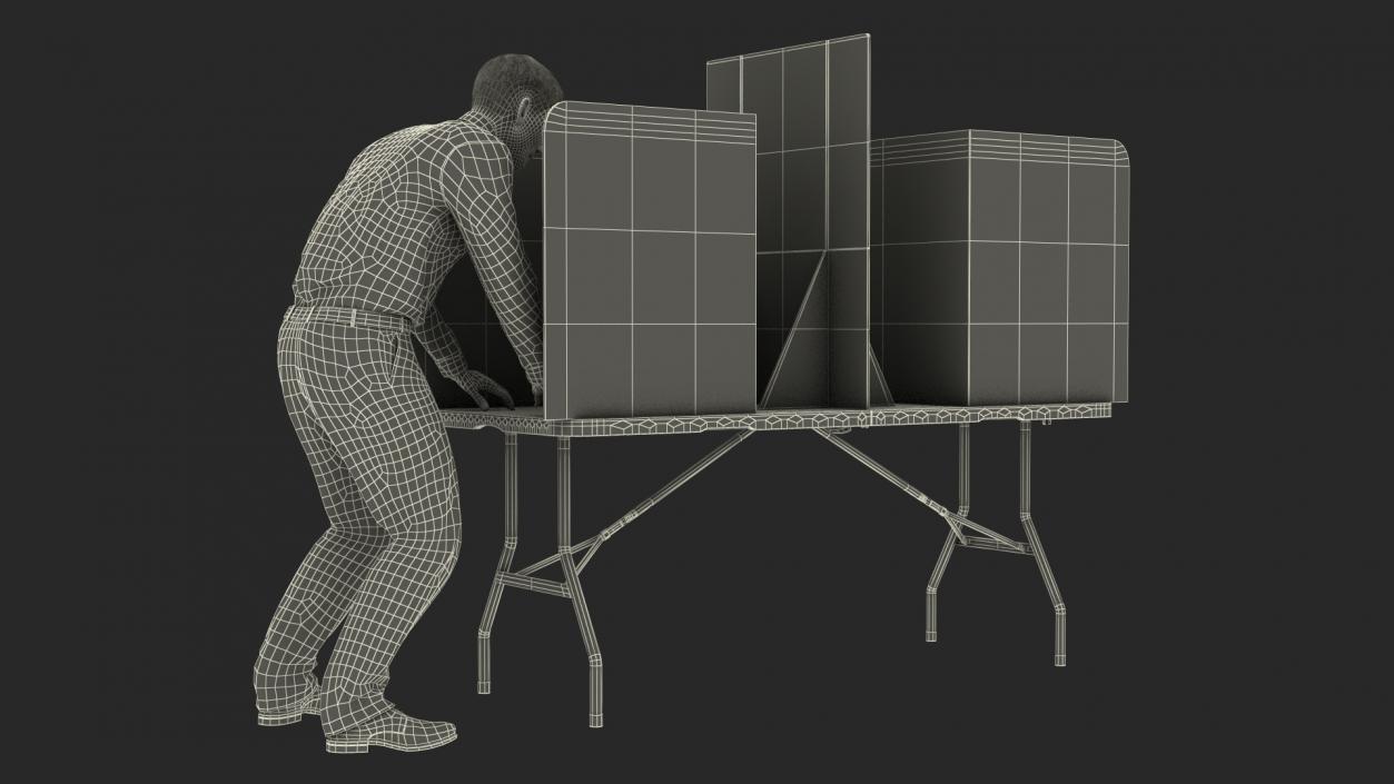 Man with Voting Table Fur Rigged 3D