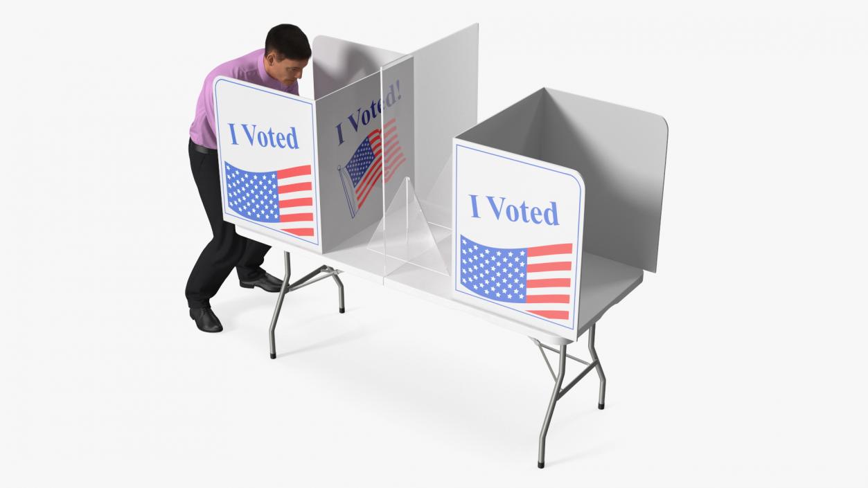 Man with Voting Table Fur Rigged 3D