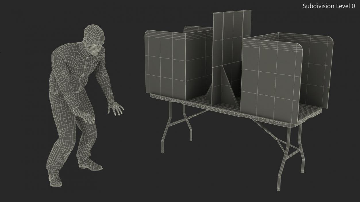 Man with Voting Table Fur Rigged 3D