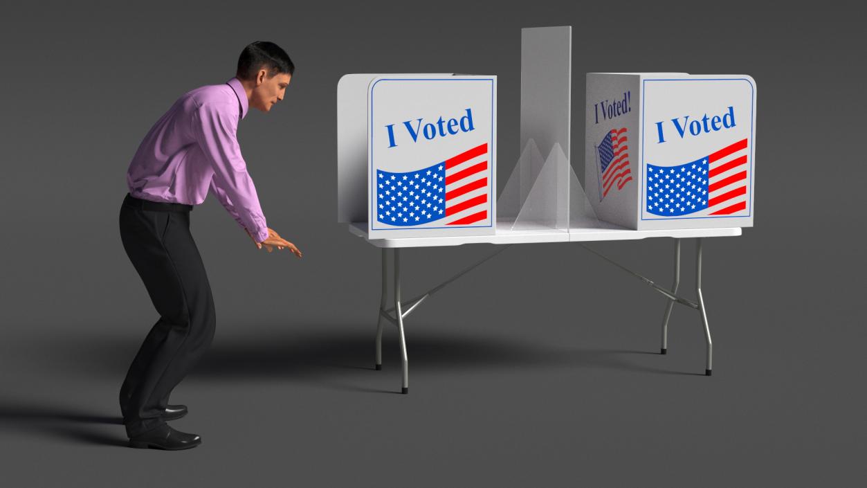 Man with Voting Table Fur Rigged 3D