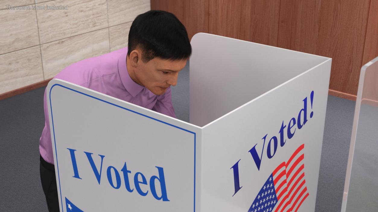 Man with Voting Table Fur Rigged 3D