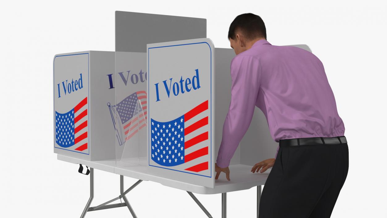 Man with Voting Table Fur Rigged 3D