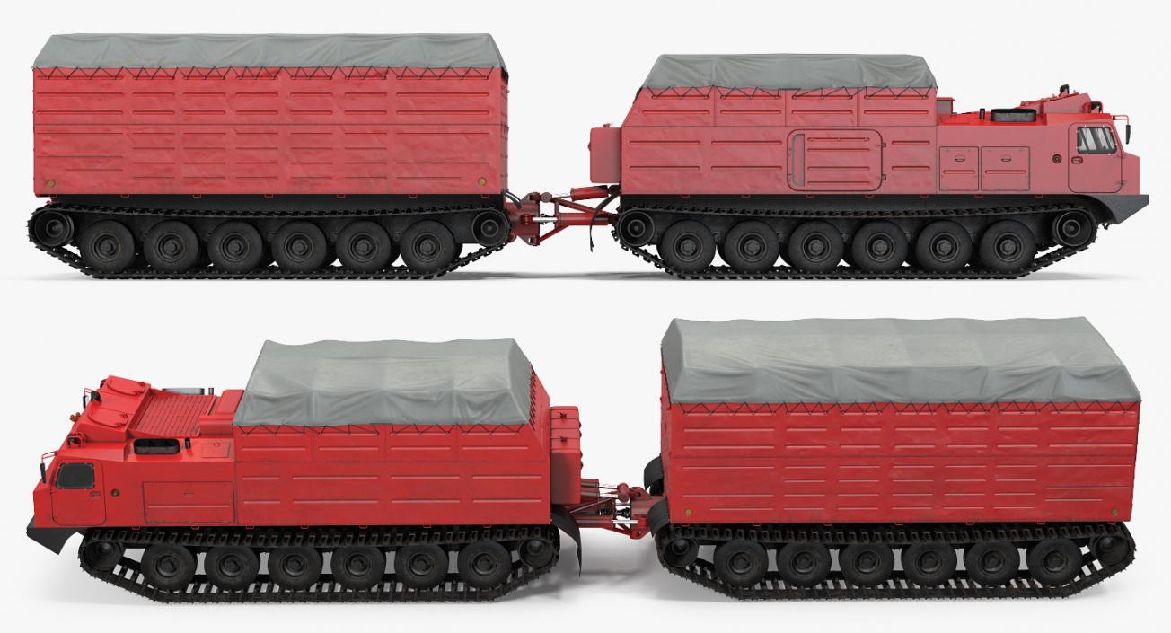 3D Research Articulated Tracked Vehicle Vityaz DT-30 Rigged