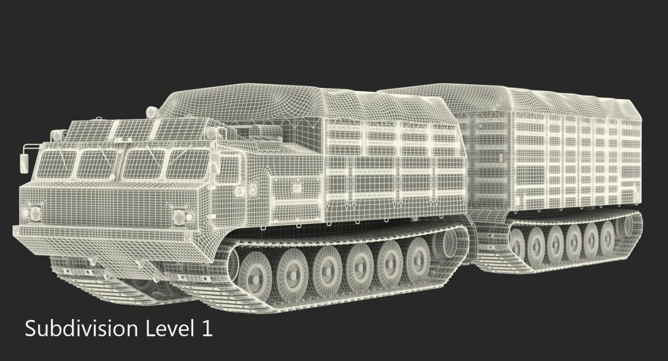 3D Research Articulated Tracked Vehicle Vityaz DT-30 Rigged