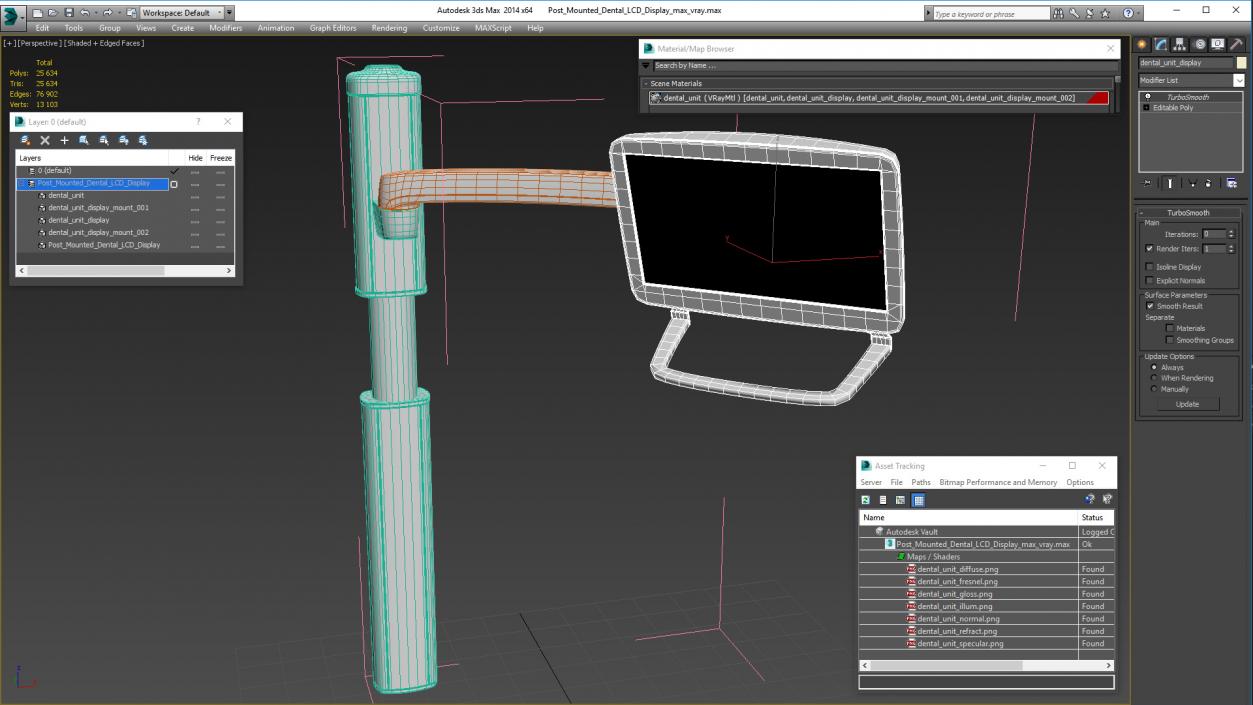 3D Post Mounted Dental LCD Display