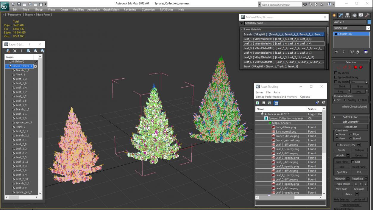 3D Spruces Collection model