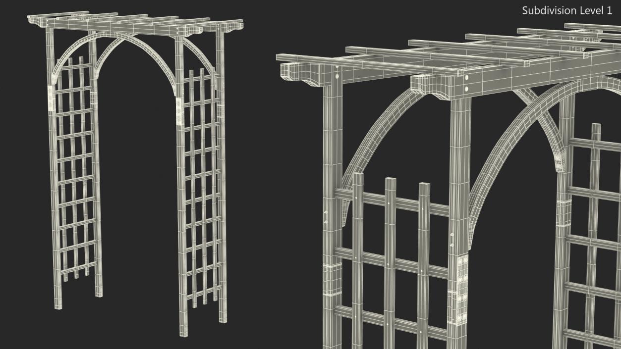 Outdoor Wooden Garden Archway 3D model