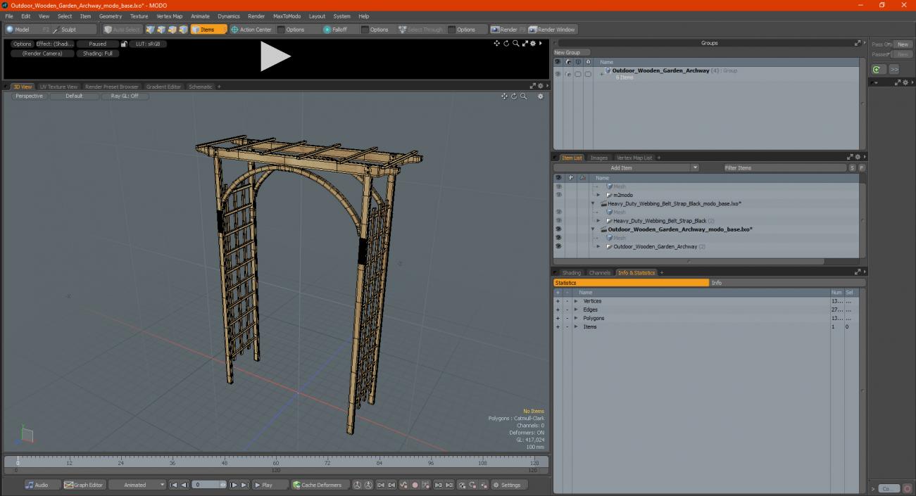 Outdoor Wooden Garden Archway 3D model