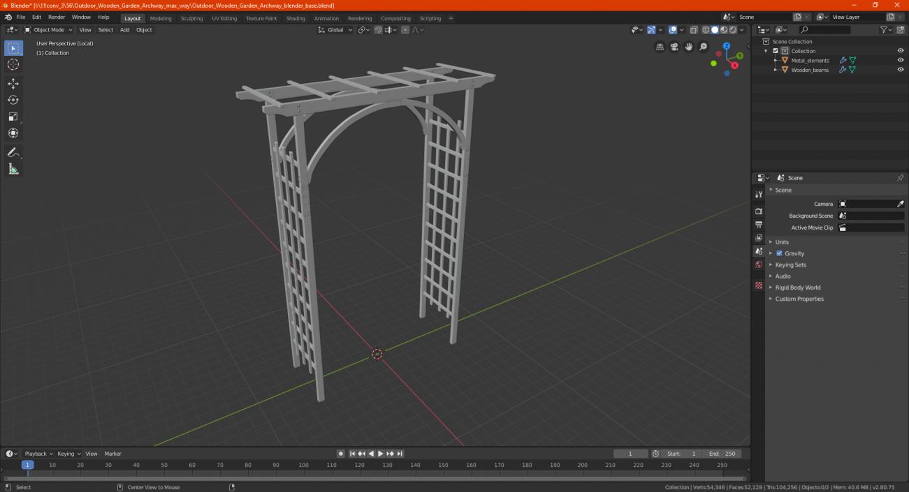 Outdoor Wooden Garden Archway 3D model