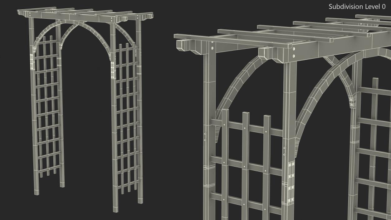 Outdoor Wooden Garden Archway 3D model