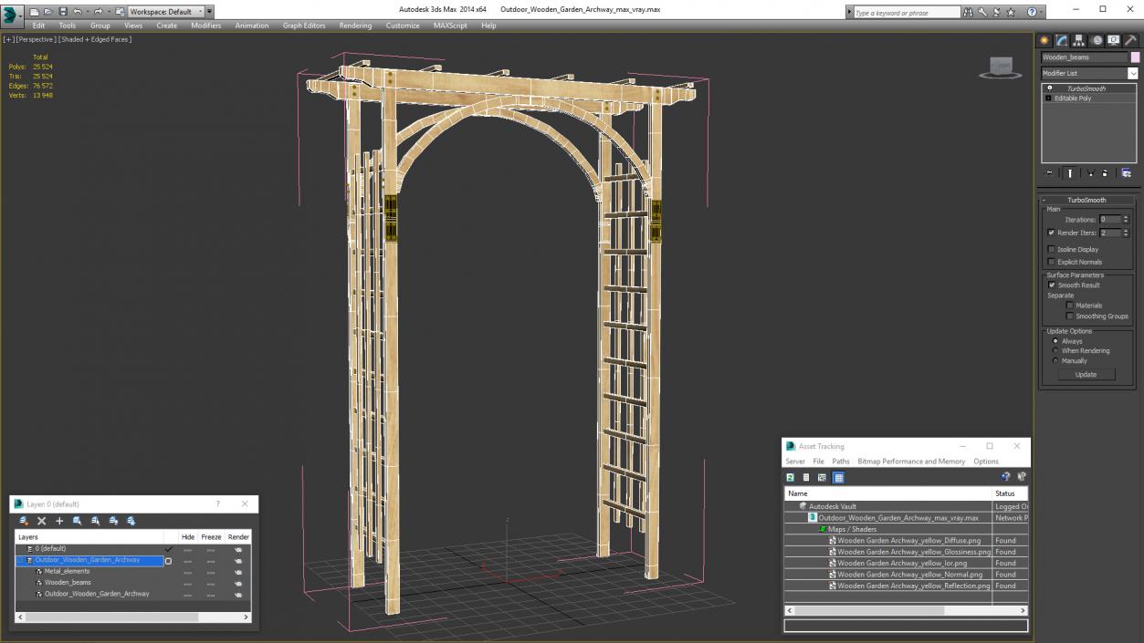 Outdoor Wooden Garden Archway 3D model