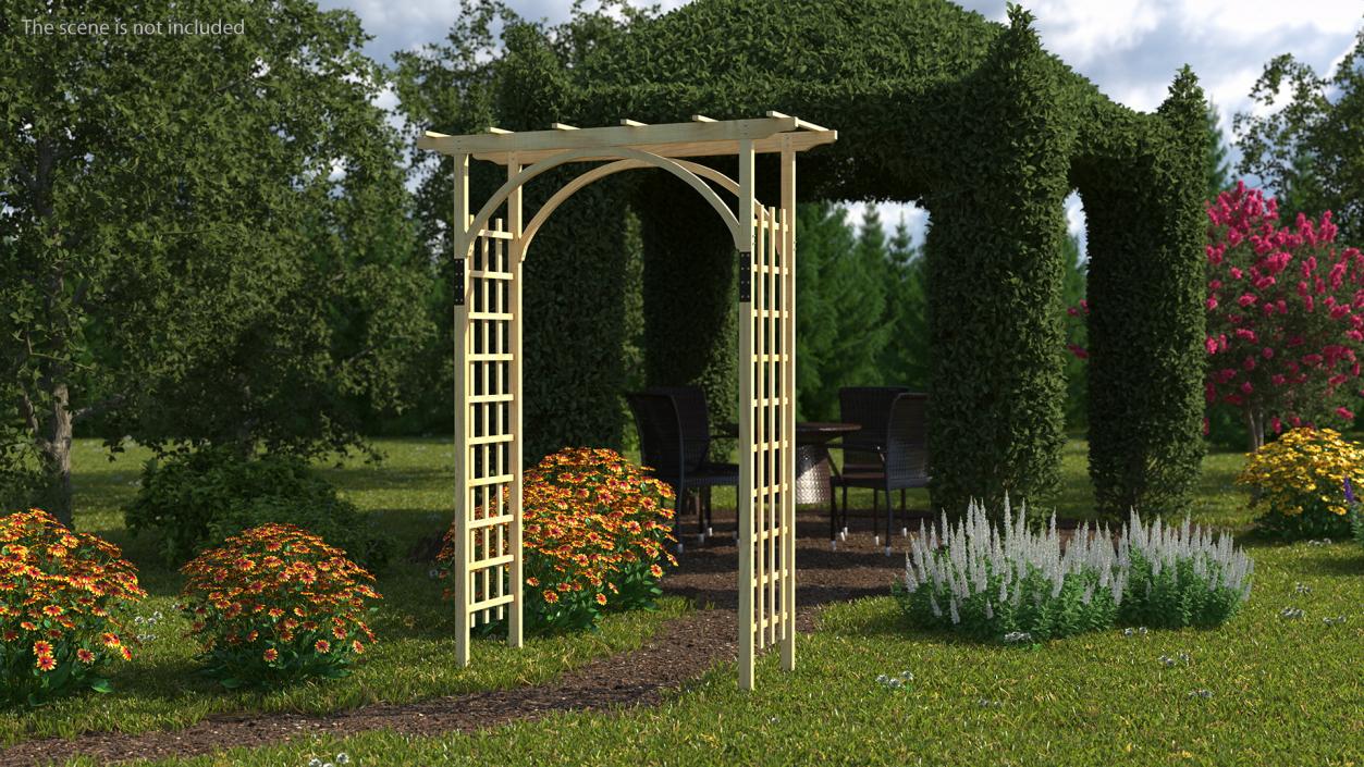 Outdoor Wooden Garden Archway 3D model