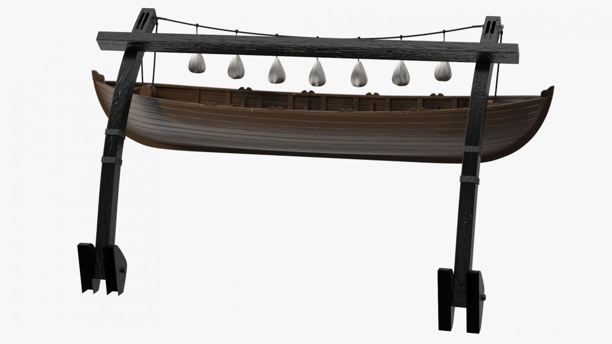 Wooden Gantry Crane with Boat 3D model