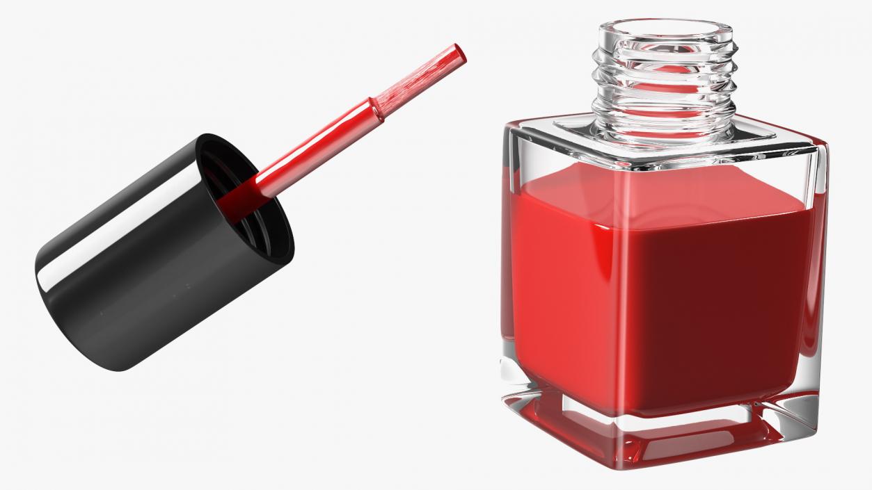 Red Nail Polish Bottle 3D