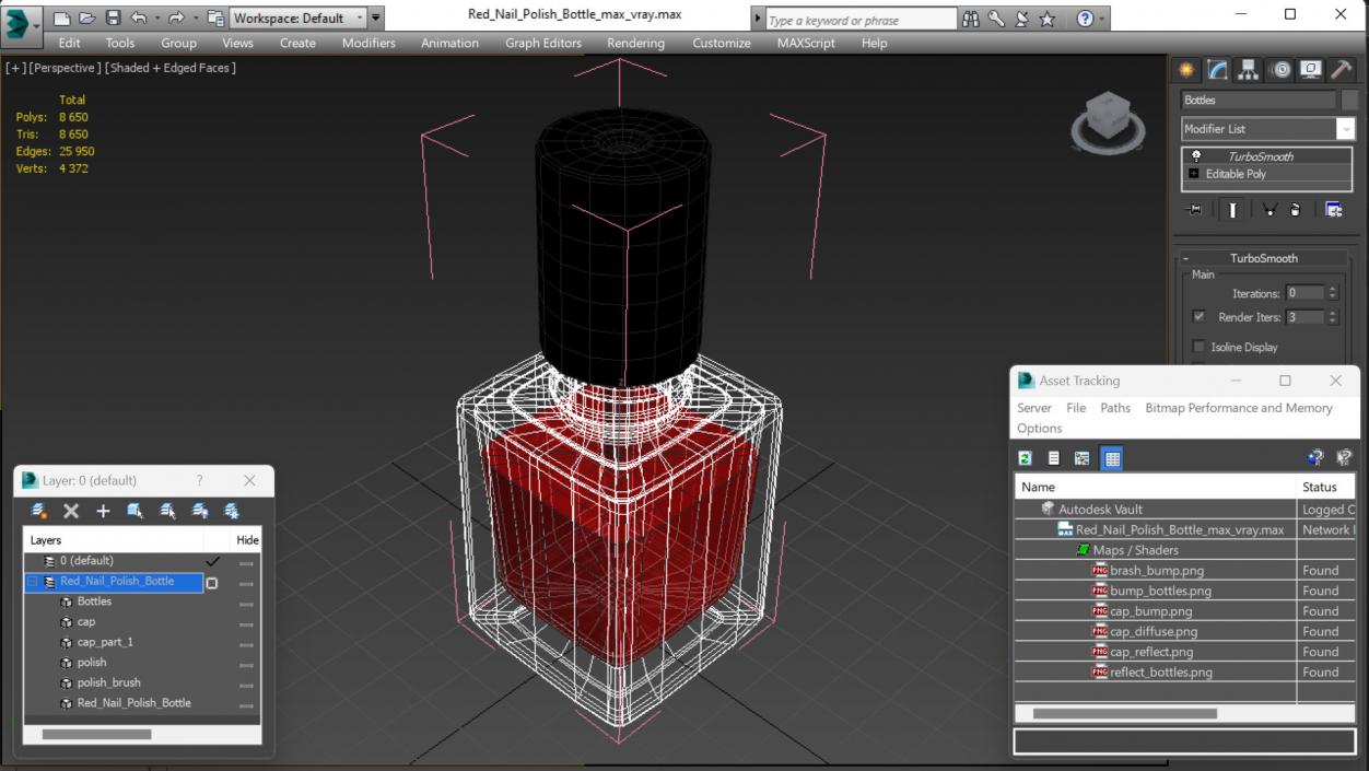 Red Nail Polish Bottle 3D