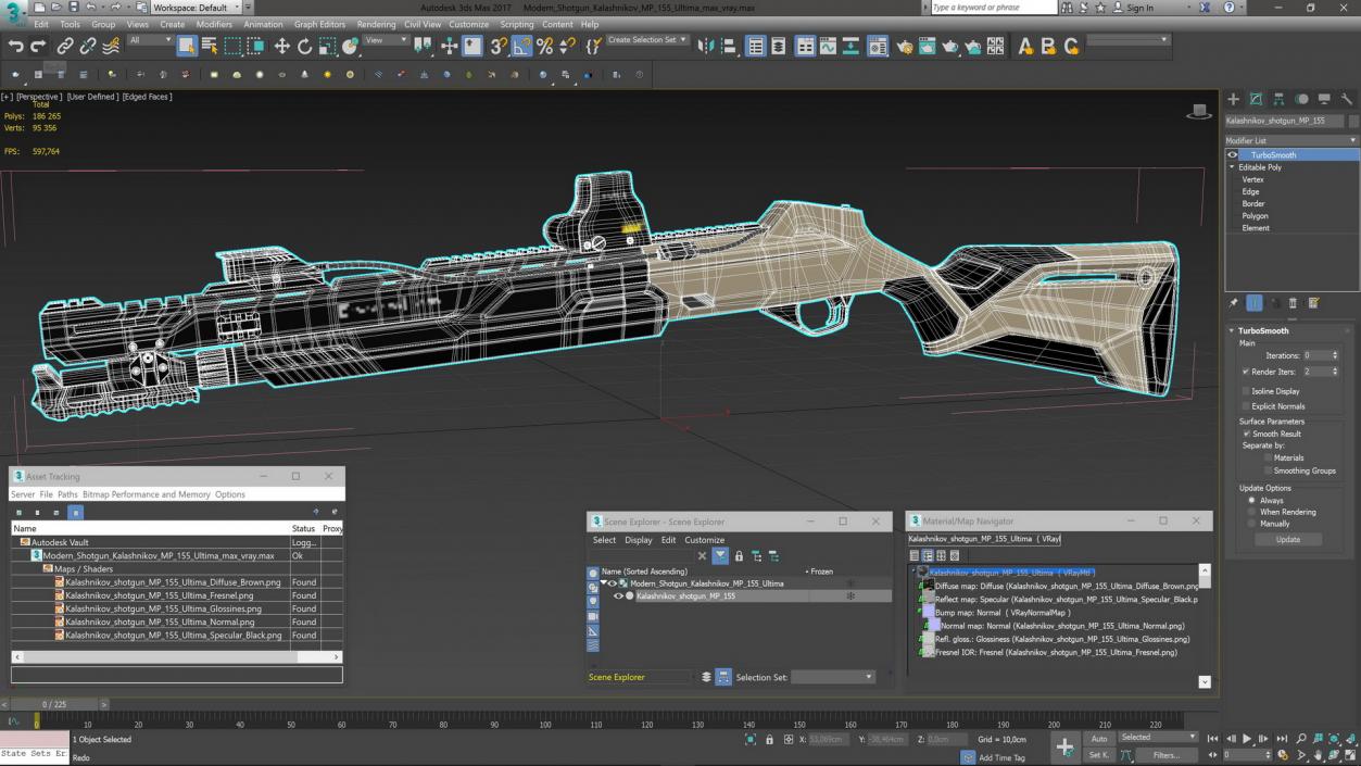 3D model Modern Shotgun Kalashnikov MP 155 Ultima