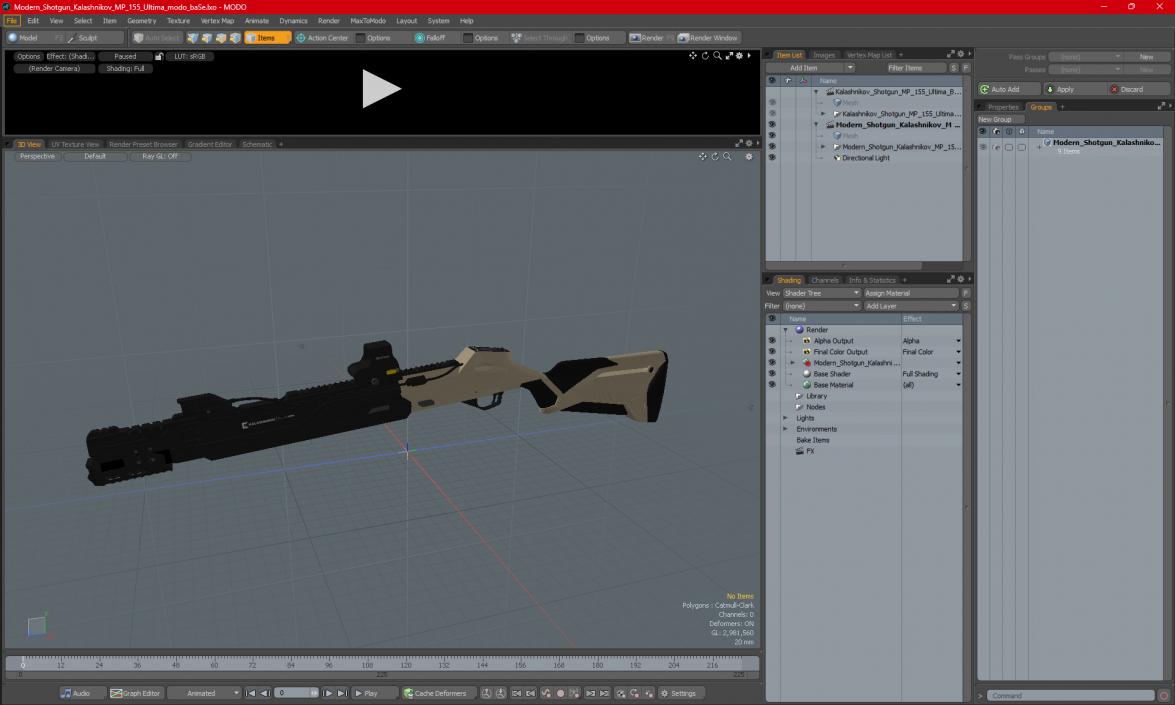 3D model Modern Shotgun Kalashnikov MP 155 Ultima