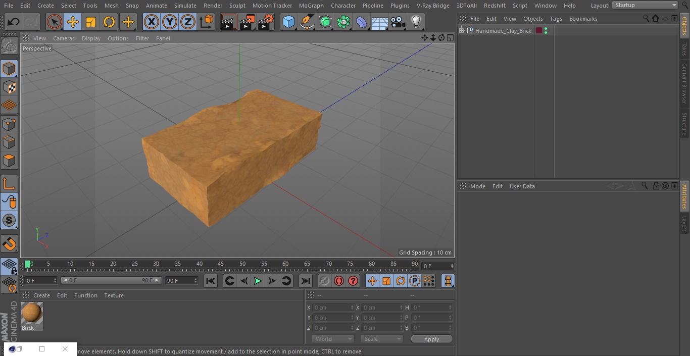 Handmade Clay Brick 3D model