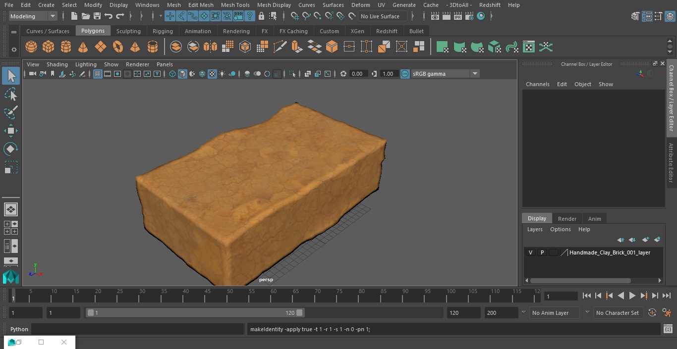 Handmade Clay Brick 3D model