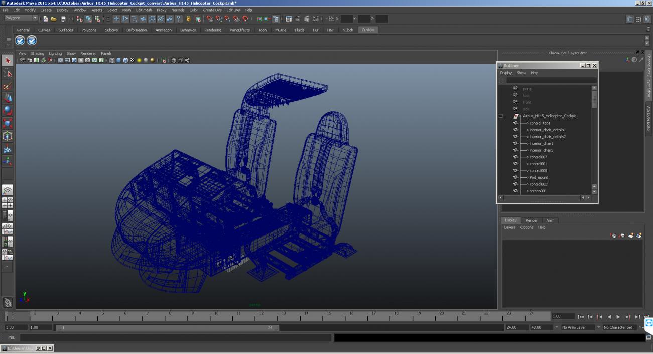 3D model Airbus H145 Helicopter Cockpit