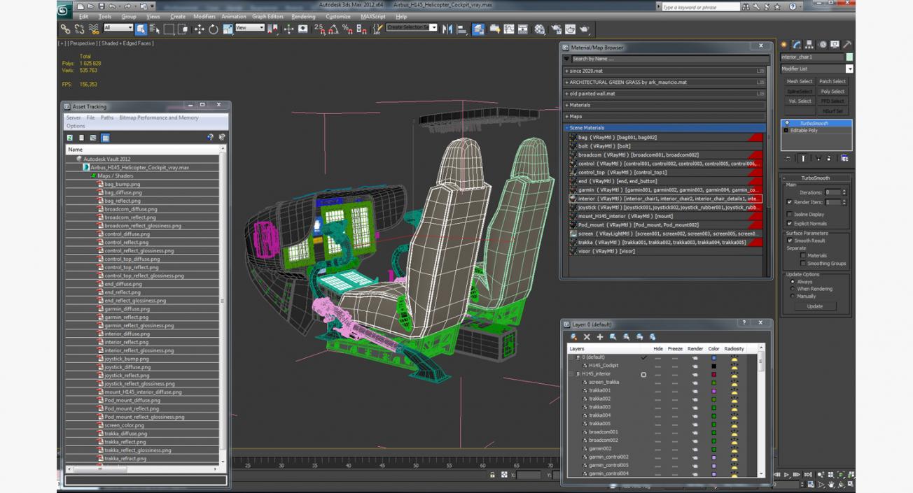 3D model Airbus H145 Helicopter Cockpit