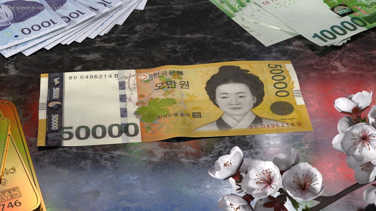 Korea Republic Won KRW 50000 Banknote 3D