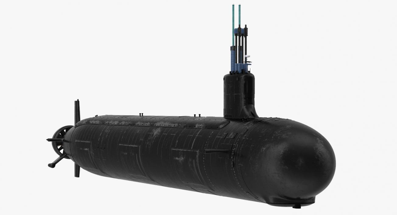 3D US Submarine Virginia SSN 774 Rigged