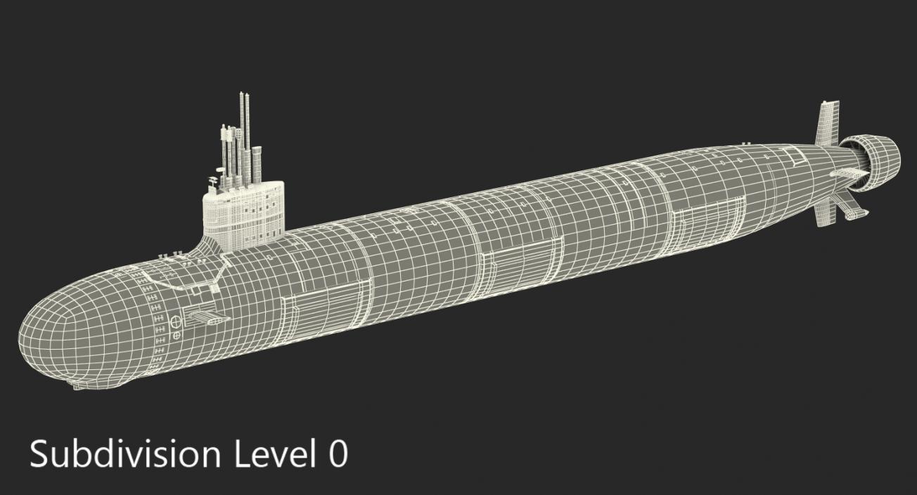 3D US Submarine Virginia SSN 774 Rigged