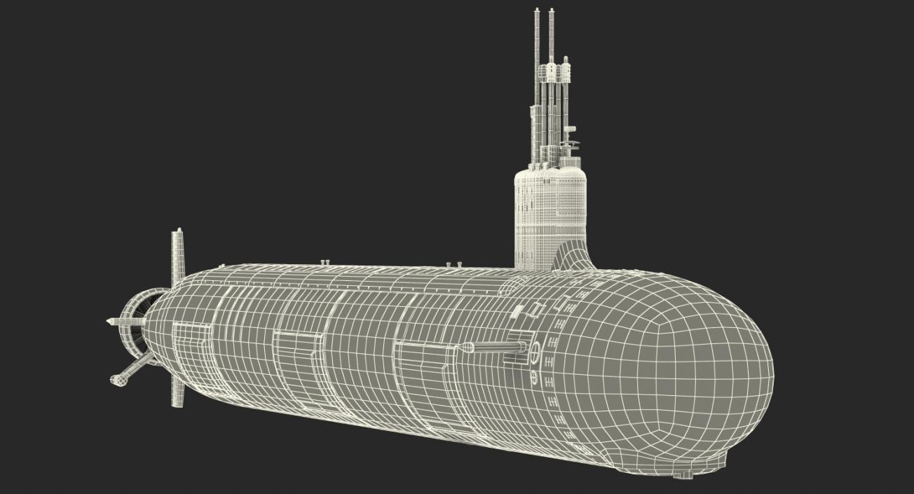 3D US Submarine Virginia SSN 774 Rigged