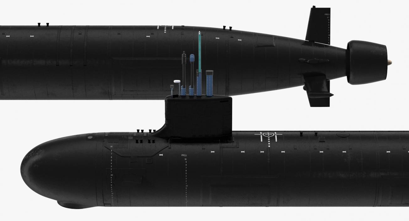 3D US Submarine Virginia SSN 774 Rigged