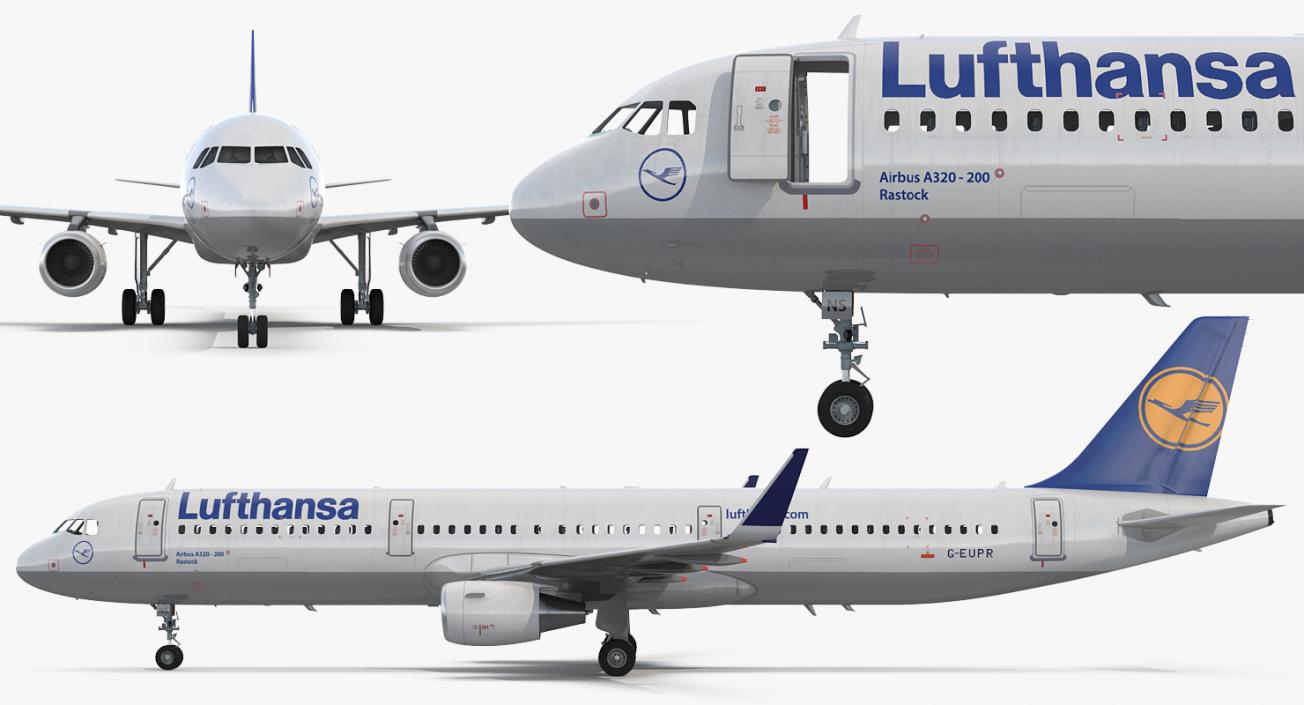 Airbus A321 Lufthansa with Interior Rigged 3D