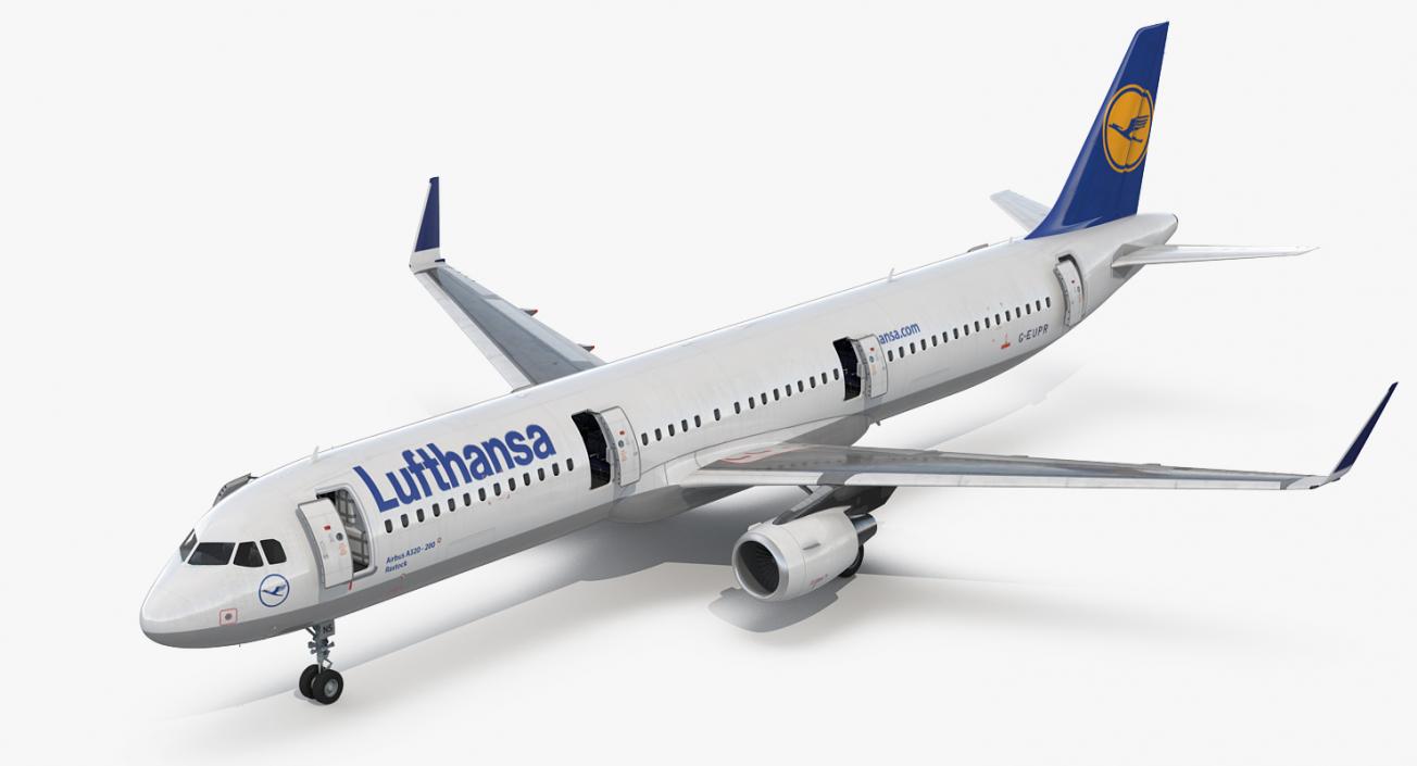 Airbus A321 Lufthansa with Interior Rigged 3D