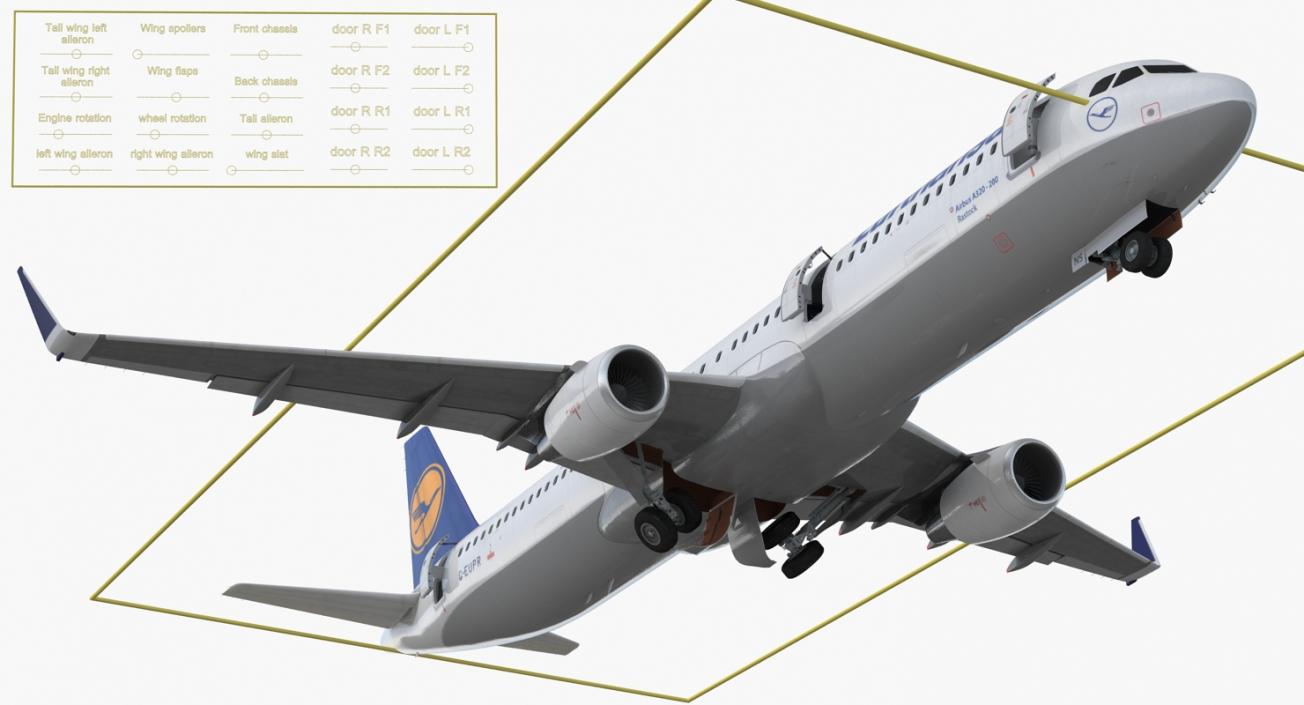 Airbus A321 Lufthansa with Interior Rigged 3D