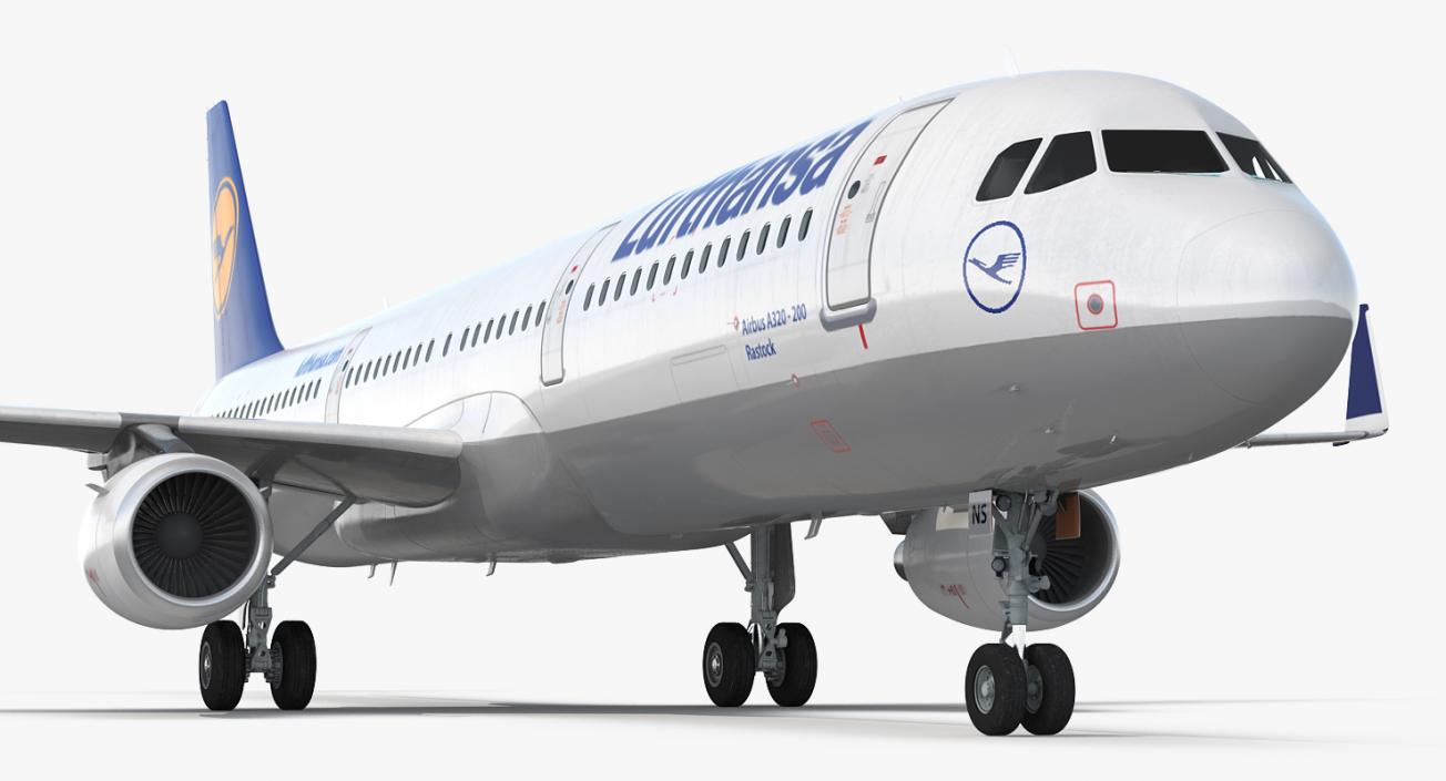 Airbus A321 Lufthansa with Interior Rigged 3D