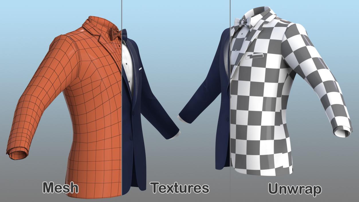 3D Tuxedo Blue Jacket model