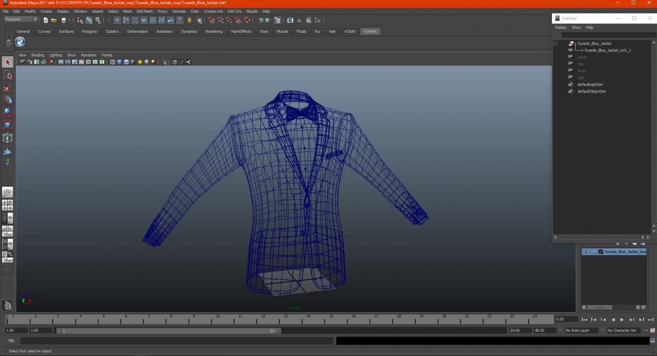 3D Tuxedo Blue Jacket model