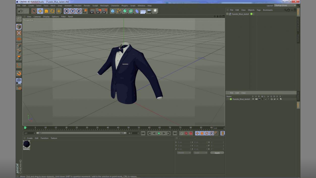 3D Tuxedo Blue Jacket model