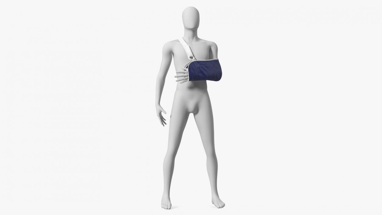 3D Arm Sling Bandage Blue Left Adjustable model