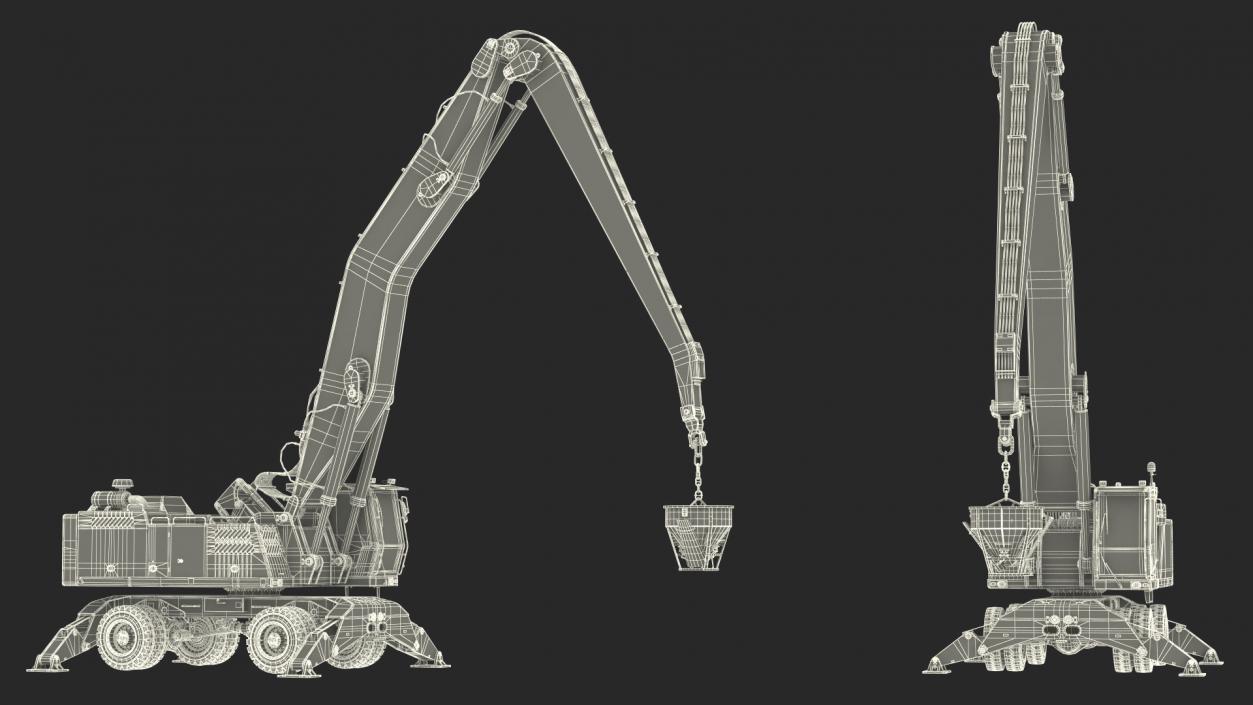 Industrial Crane with Concrete Bucket 3D