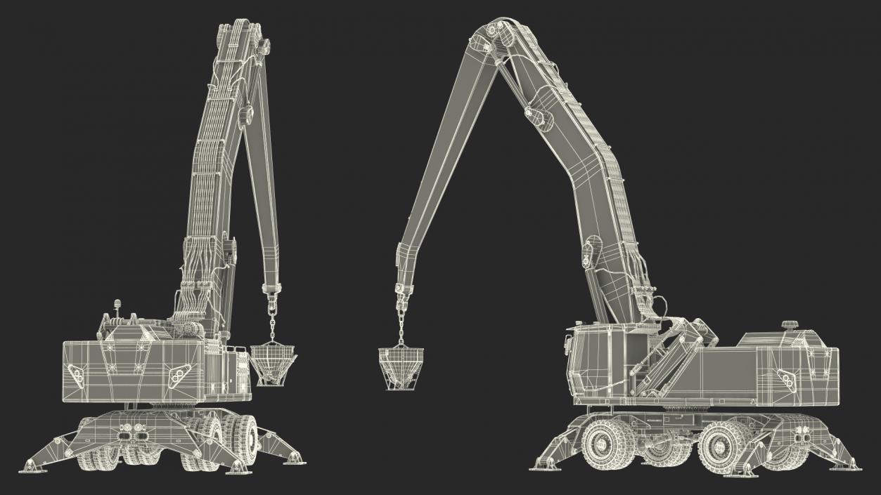 Industrial Crane with Concrete Bucket 3D