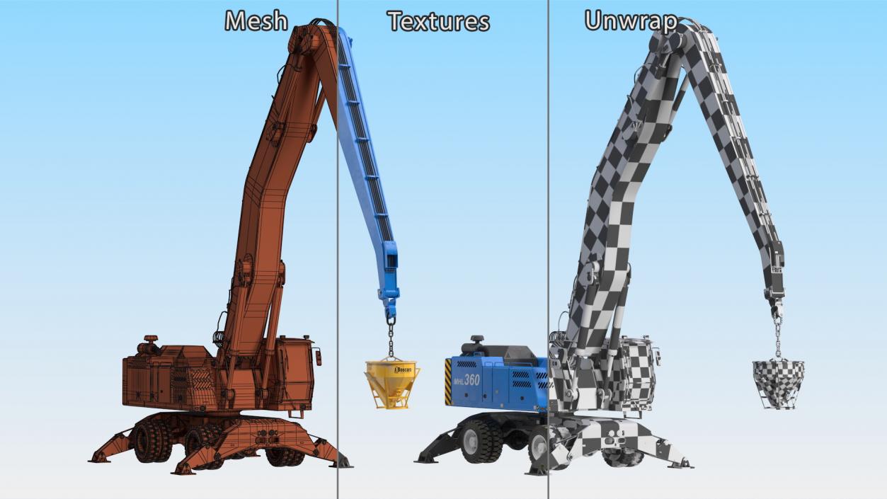 Industrial Crane with Concrete Bucket 3D