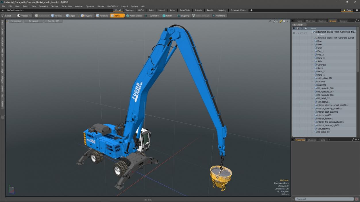 Industrial Crane with Concrete Bucket 3D