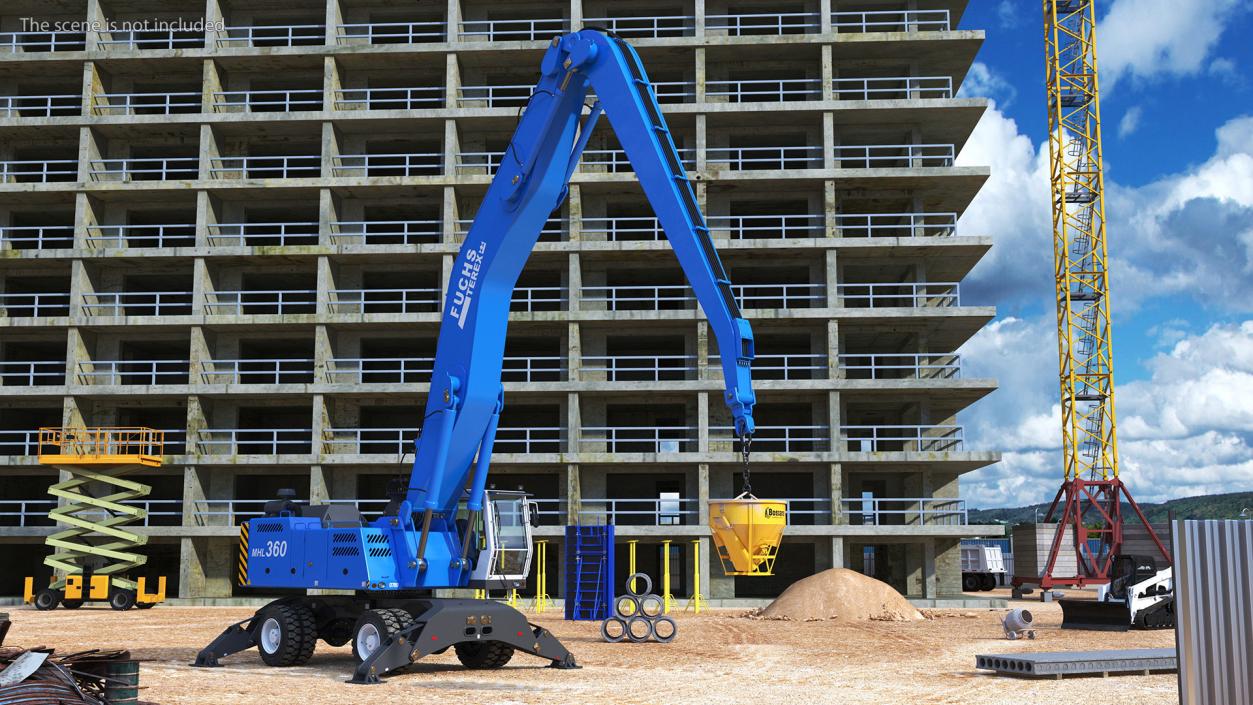 Industrial Crane with Concrete Bucket 3D