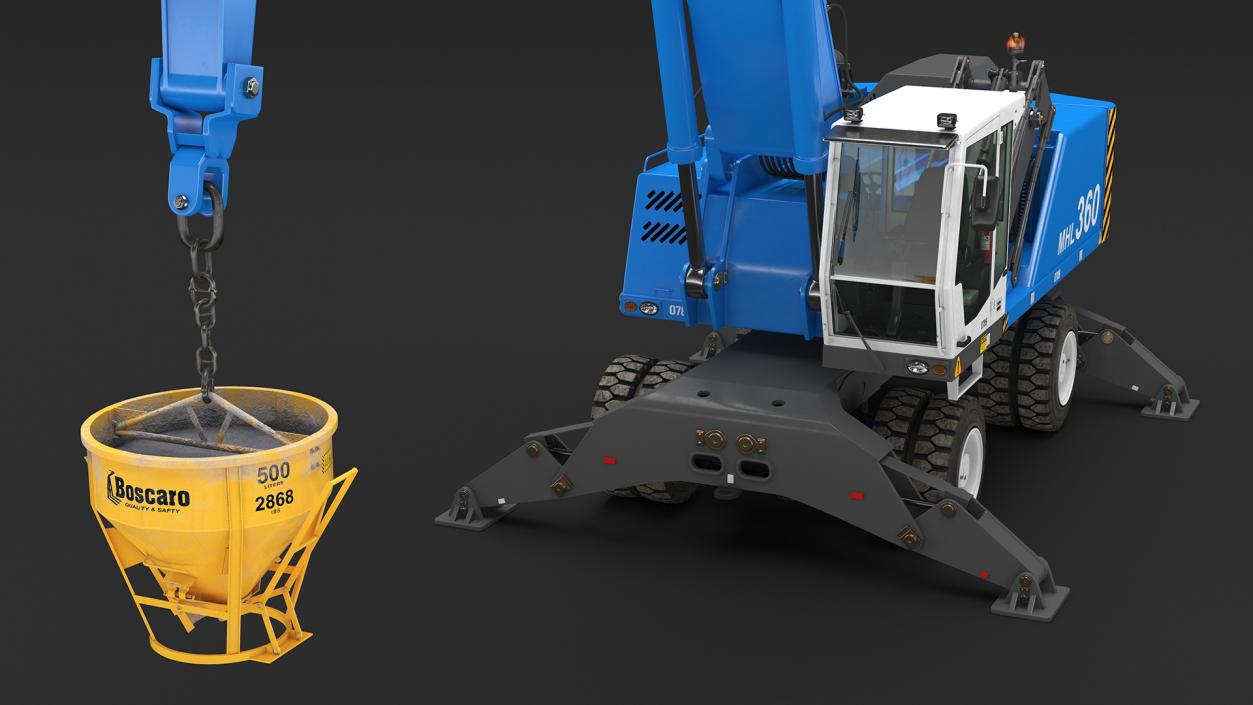 Industrial Crane with Concrete Bucket 3D